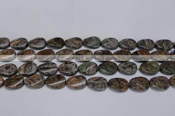 CAF137 15.5 inches 13*18mm twisted oval Africa stone beads