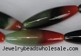 CAG1017 15.5 inches 12*40mm rice rainbow agate beads