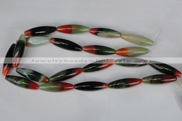 CAG1017 15.5 inches 12*40mm rice rainbow agate beads