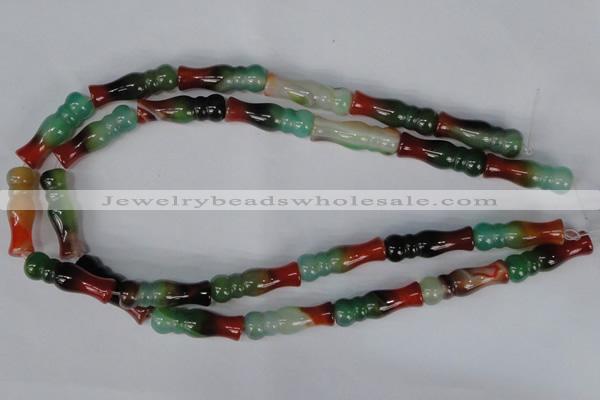 CAG1018 15.5 inches 10*30mm bone rainbow agate beads