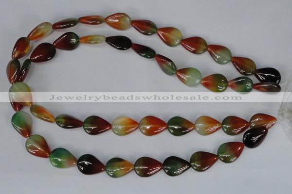 CAG1029 15.5 inches 13*18mm flat teardrop rainbow agate beads