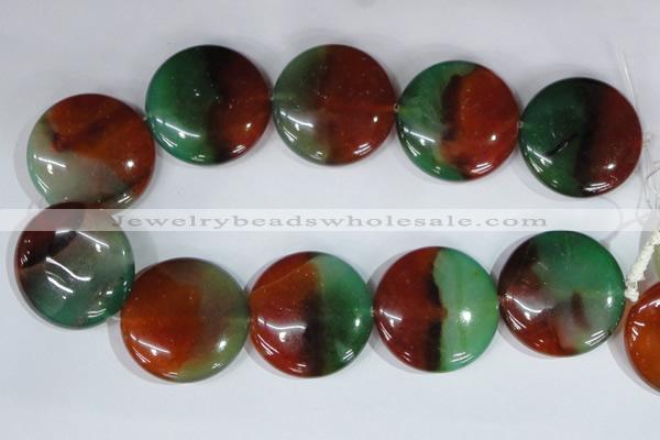 CAG1041 15.5 inches 40mm flat round rainbow agate beads