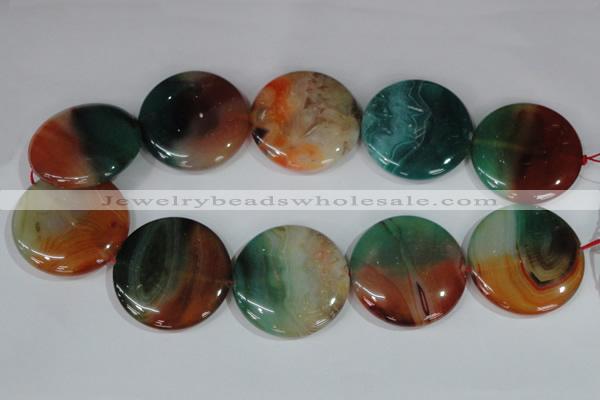 CAG1045 15.5 inches 40mm flat round rainbow agate beads