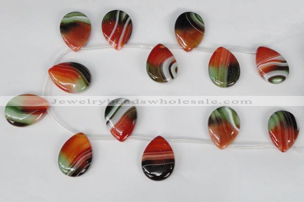 CAG1061 Top-drilled 22*30mm flat teardrop rainbow agate beads