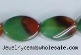 CAG1063 15.5 inches 18*25mm twisted oval rainbow agate beads