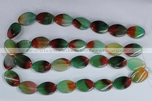 CAG1063 15.5 inches 18*25mm twisted oval rainbow agate beads