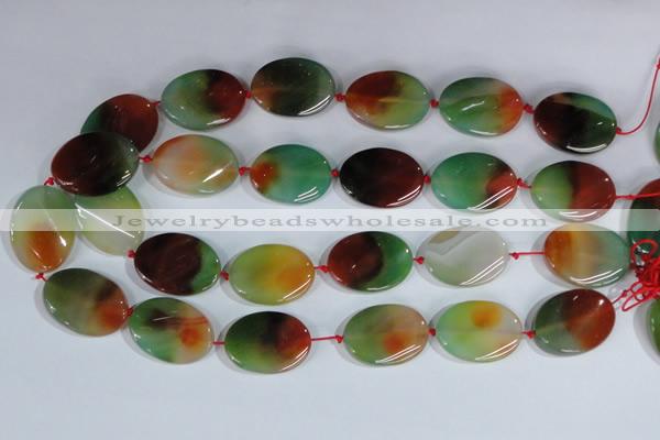 CAG1064 15.5 inches 22*30mm twisted oval rainbow agate beads