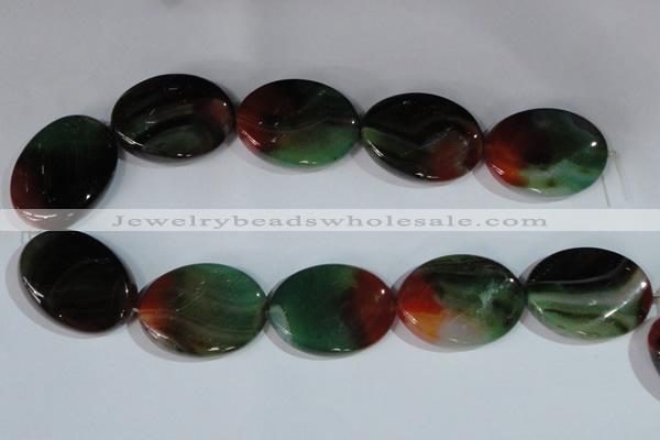 CAG1065 15.5 inches 30*40mm twisted oval rainbow agate beads