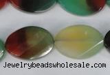 CAG1068 15.5 inches 18*25mm twisted & faceted oval rainbow agate beads