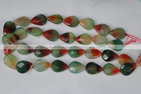 CAG1070 15.5 inches 18*25mm faceted flat teardrop rainbow agate beads