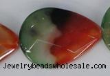 CAG1072 15.5 inches 30*40mm faceted flat teardrop rainbow agate beads