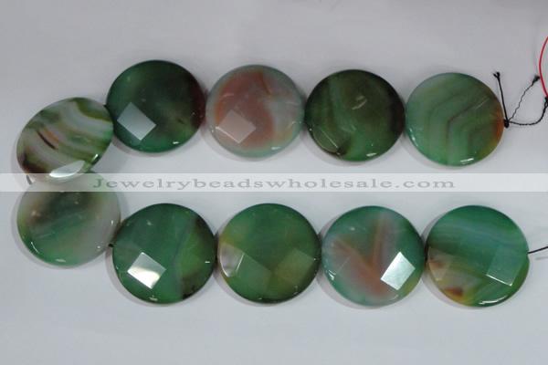 CAG1088 15.5 inches 40mm faceted coin rainbow agate beads