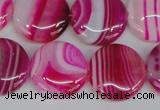 CAG1171 15.5 inches 20mm flat round line agate gemstone beads