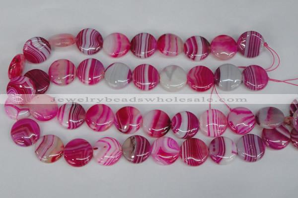 CAG1171 15.5 inches 20mm flat round line agate gemstone beads