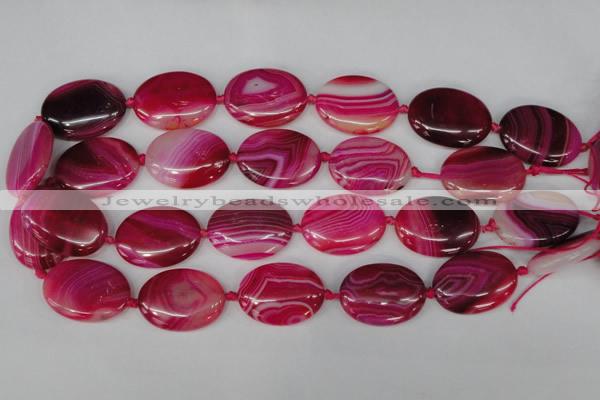 CAG1187 15.5 inches 22*30mm oval line agate gemstone beads