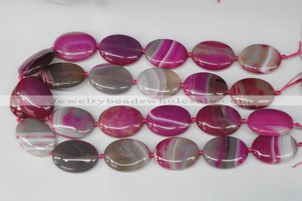 CAG1188 15.5 inches 22*30mm oval line agate gemstone beads