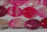 CAG1191 15.5 inches 13*18mm faceted oval line agate gemstone beads