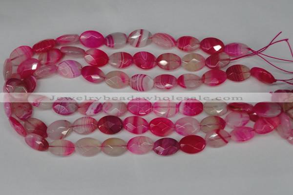 CAG1191 15.5 inches 13*18mm faceted oval line agate gemstone beads