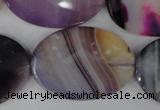 CAG1192 15.5 inches 25*35mm faceted oval line agate gemstone beads