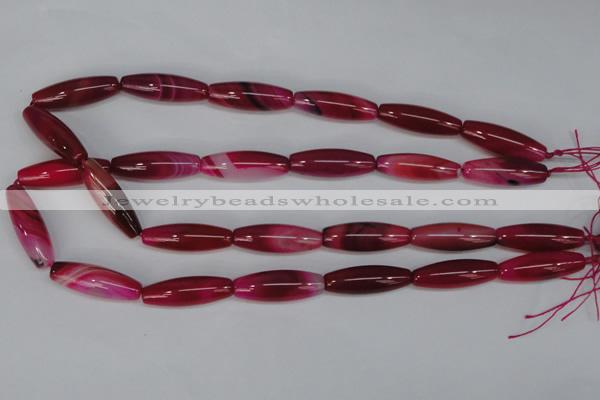 CAG1195 15.5 inches 10*30mm rice line agate gemstone beads