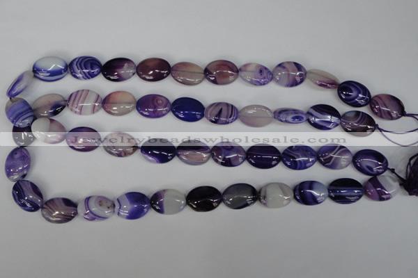 CAG1205 15.5 inches 10*14mm oval line agate gemstone beads