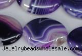 CAG1210 15.5 inches 20*30mm oval line agate gemstone beads