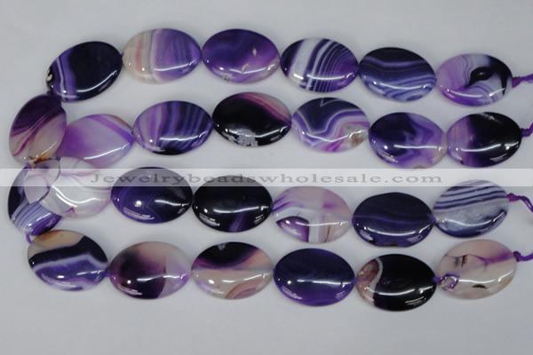 CAG1210 15.5 inches 20*30mm oval line agate gemstone beads