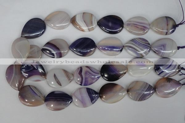 CAG1215 15.5 inches 22*30mm flat teardrop line agate gemstone beads