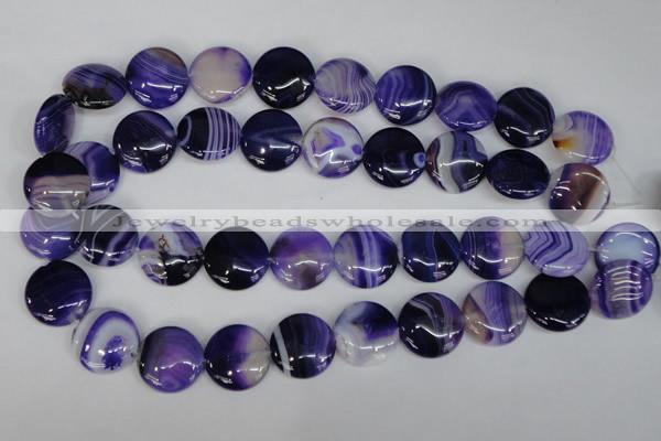 CAG1220 15.5 inches 20mm flat round line agate gemstone beads