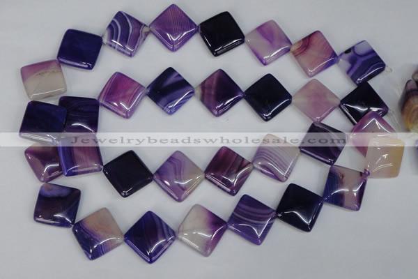 CAG1225 15.5 inches 20*20mm diamond line agate gemstone beads