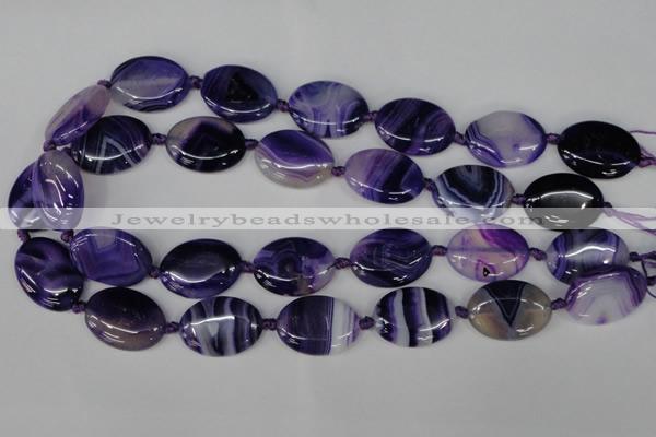 CAG1234 15.5 inches 18*25mm oval line agate gemstone beads