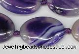 CAG1237 15.5 inches 22*30mm oval line agate gemstone beads