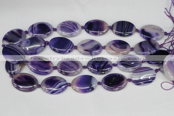 CAG1237 15.5 inches 22*30mm oval line agate gemstone beads