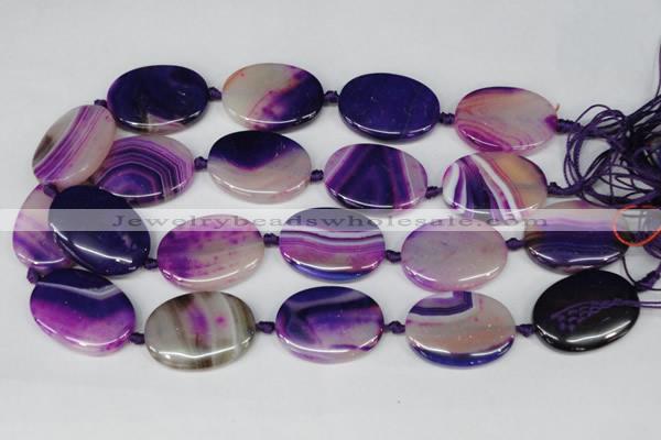 CAG1238 15.5 inches 25*35mm oval line agate gemstone beads