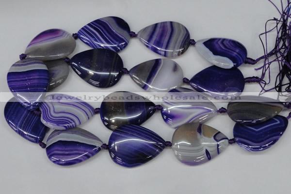 CAG1245 15.5 inches 30*40mm flat teardrop line agate gemstone beads