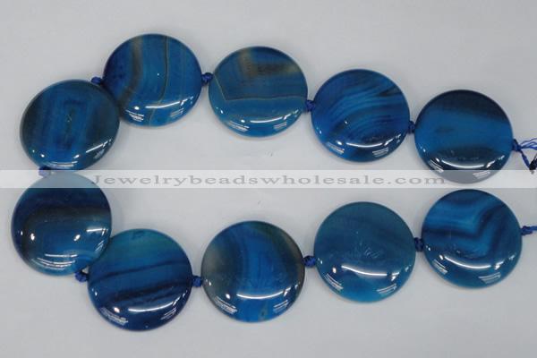 CAG1290 15.5 inches 35mm flat round line agate gemstone beads