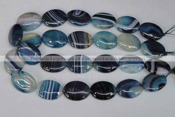 CAG1293 15.5 inches 22*30mm oval line agate gemstone beads