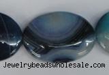 CAG1294 15.5 inches 25*35mm oval line agate gemstone beads