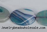 CAG1295 15.5 inches 20*30mm twisted oval line agate gemstone beads