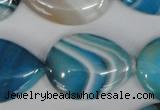 CAG1296 15.5 inches 22*30mm flat teardrop line agate gemstone beads