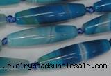 CAG1303 15.5 inches 10*38mm rice line agate gemstone beads