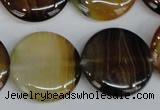 CAG1309 15.5 inches 25mm flat round line agate gemstone beads