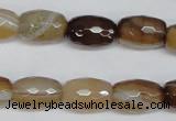 CAG1340 15.5 inches 10*15mm faceted rice line agate gemstone beads