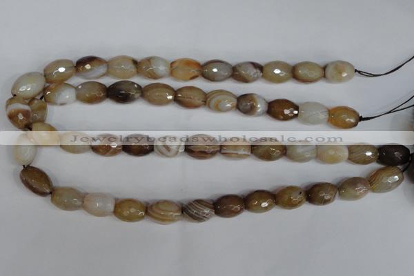 CAG1341 15.5 inches 12*16mm faceted rice line agate gemstone beads