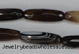 CAG1345 15.5 inches 10*30mm faceted rice line agate gemstone beads