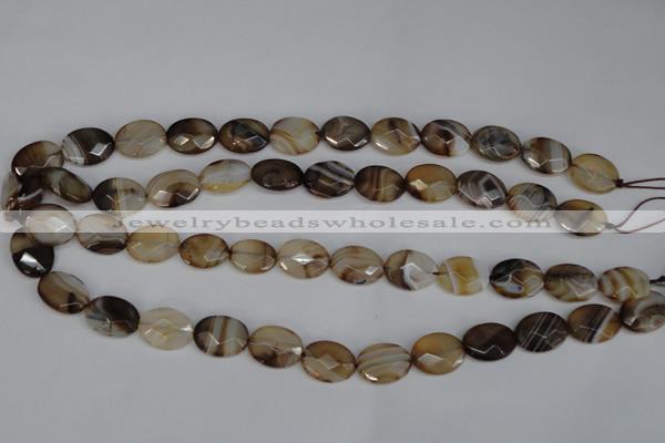 CAG1348 15.5 inches 12*16mm faceted oval line agate gemstone beads