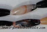 CAG1360 15.5 inches 10*30mm faceted rice line agate gemstone beads