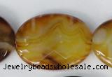 CAG1370 15.5 inches 30*40mm faceted oval line agate gemstone beads