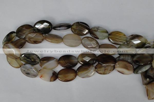 CAG1385 15.5 inches 18*25mm faceted oval line agate gemstone beads