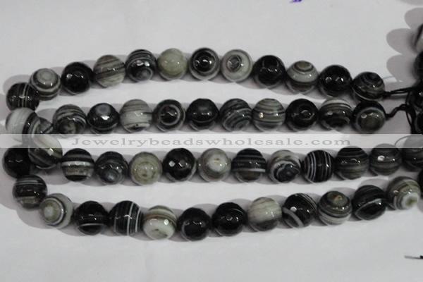 CAG1407 15.5 inches 16mm faceted round line agate gemstone beads